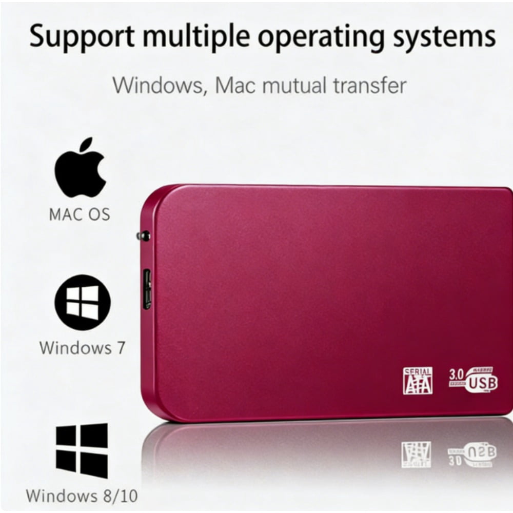 Hent External USB Hard Drive (10TB) — Portable Mobile Storage & Backup, Ultra-Slim Capacity Expansion Device (USB 3.0) — Compatible with PC, Mac, and Laptops (Red)