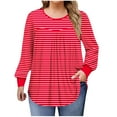 thumbnail image 2 of Women's Plus Size Tops Long Sleeve Tunic Shirts Trendy Flowy Pleated Casual Crewneck Blouses Loose Blouses Sizes 1X-5X, 2 of 6
