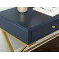 thumbnail image 6 of Linon Paynter 47" Campaign Style Metal Writing Desk with 2 Drawers, Blue/Gold, 6 of 14