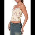 thumbnail image 3 of Camisola de Floral Y2K para Mujer, Top Corto con Tirantes Finos y Corte Bajo, Estampado Floral de Patchwork, Transparente. Amarillo S, 3 of 9