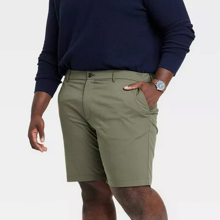 Men s Big Tall 9 Tech Shorts Goodfellow Co Olive Green 58 Male Walmart