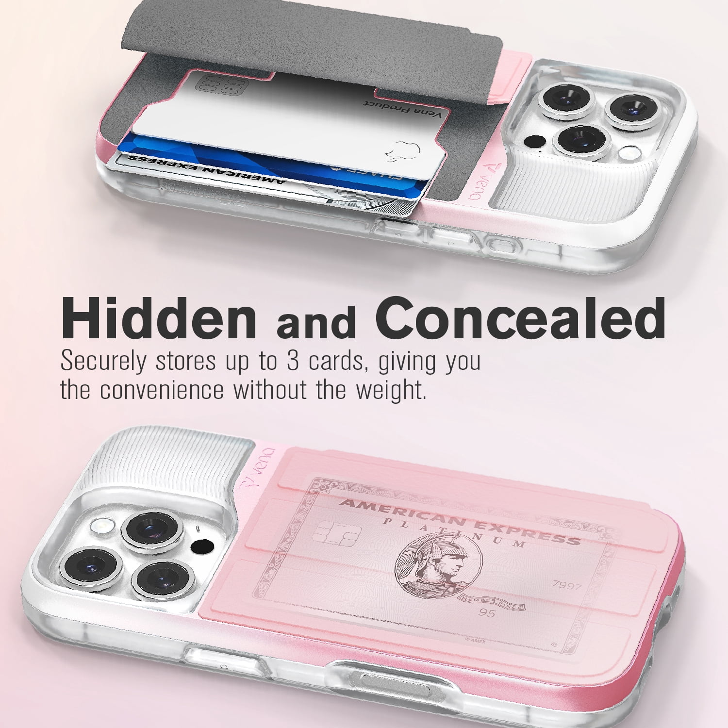 Vena vCommute for Apple iPhone 16 Pro Max Wallet Case, iPhone 16 Pro Max Case with Leather Stand Card Holder [Military Grade Drop Protection] - Pastel Pink