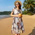 thumbnail image 4 of Rateoe Sea Shells Pattern Women’s Short Sleeve Dress – Casual Elegant Summer A-Line Dress for Everyday Wear, 4 of 6