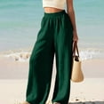 thumbnail image 5 of Cargo Pants for Women Wide Leg Pants Women Linen Wide Leg Pants High Waisted Elastic Waist Flowy Casual Summer Beach Pants for Women Army Green Xxl, 5 of 7