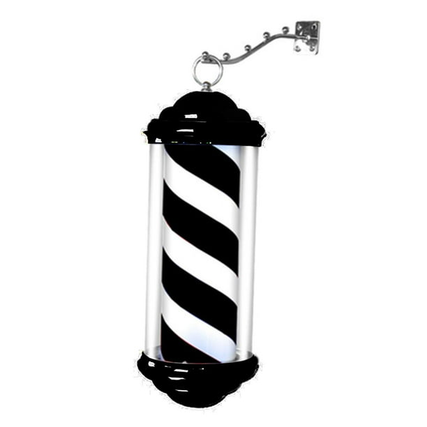Luz de poste de peluquero, señal LED giratoria para peluquería, accesorio de iluminación para barbería, señal abierta clásica para salón de peluquería Tira blanca negra