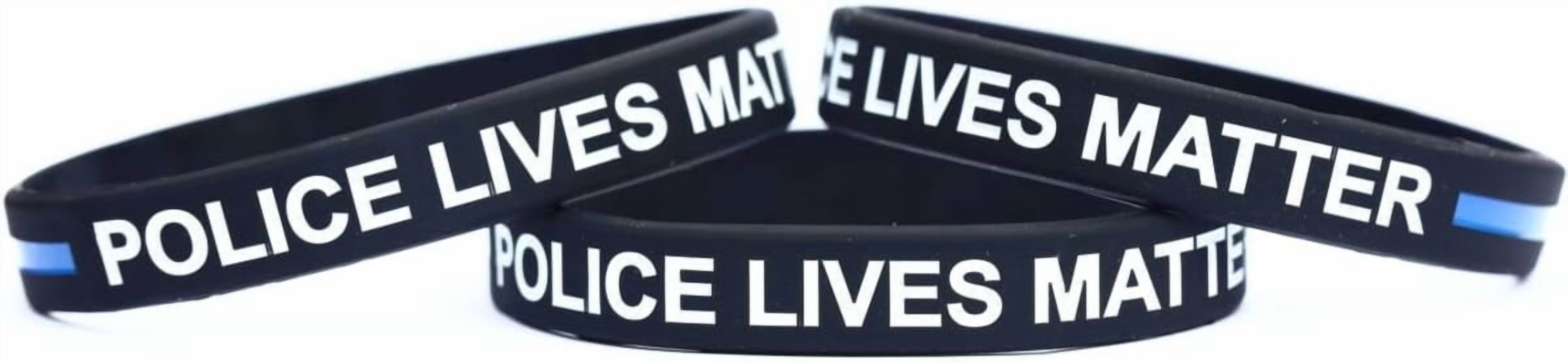 100 Blue Lives Matter Silicone Wristbands - Thin Blue Line Design ...