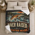 thumbnail image 5 of River Raised Freshwater Trout Fishing Adventure, Peaceful Mountain Lake Scene, Warm Flannel Blanket for Cabin and Lodge, Outdoor Lovers person's Day Gift, Artistic Home Decor, 5 of 9