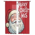 thumbnail image 2 of Merry Christmas Sheer Curtains 72 Inches Long, Jolly Santa Claus Vintage Red Light Filtering Window Curtains for Living Room/Bedroom, Rod Pocket Voile Sheer Curtain Drapes, 52"W x 72"L, 2 Panels, 2 of 9