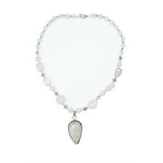 Mogul Rose Quartz Beads Pendent Necklace- Twisted Beads Stones