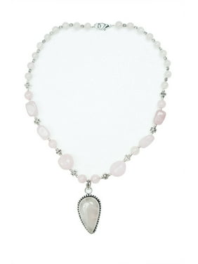 Mogul Rose Quartz Beads Pendent Necklace- Twisted Beads Stones