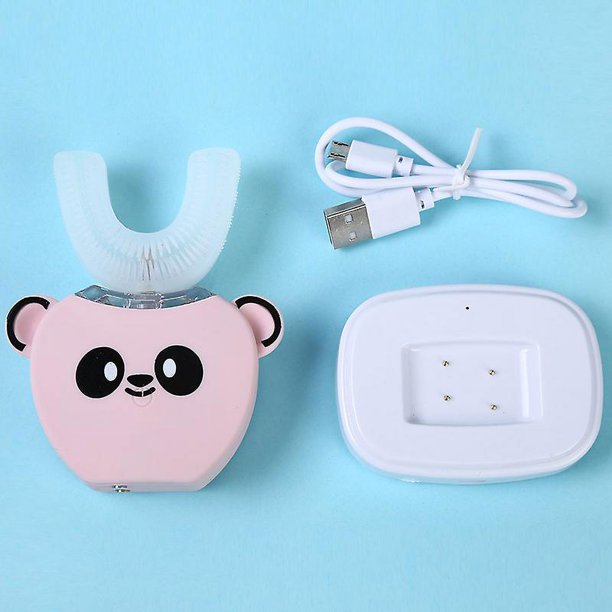 Blue Cepillo de dientes eléctrico sónico para niños de 2 a 12 años, cepillo de dientes eléctrico inteligente 360 tipo U, cepillo de dientes ultrasónico automático, cepillo para