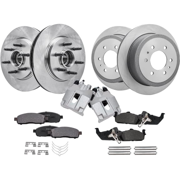 Detroit Axle - RWD Brake Kit for 2004-2008 Ford F-150 2006-2008 Lincoln Mark LT 2005 2007 Front & Rear Disc Brake Rotors Ceramic Brakes Pads Rear Brake Calipers Replacement - 10pc Set