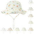 thumbnail image 3 of Otqutp Breathable Caps for Children Cap 3 to 12 Months Adjustable Girls Boys Spring Summer Outdoor Shade Cartoon Prints Sun-screen Hat Fisherman Hat, 3 of 3