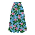 thumbnail image 3 of WTOBBY Women's Summer Floral Print Drawstring Skirt Elastic Waist Maxi Skirt Lightweight Beach Skirt Flowy Tiered Boho Long Skirt with Waist Tie and Pockets,Sky Blue XL, 3 of 4