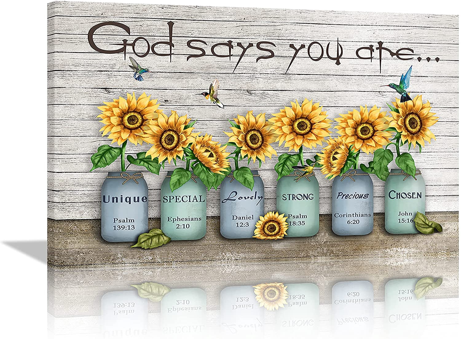 Jesus Decor God Says You Are Hummingbird Sunflower Canvas Wall Art ...