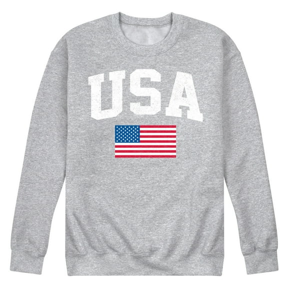 Instant Message - USA Flag - Men's Crew Neck Fleece Pullover
