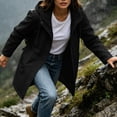 thumbnail image 4 of Womens Coats Plus Size Long Sleeve Zip Up Jackets Lightweight Hooded Windbreaker Outdoor Casual Fall Jackets with Pockets S-3XL, 4 of 7
