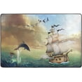 thumbnail image 4 of SKYSONIC 36x24in 3D Sea Dolphins Area Rug, Ocean Ship Sunset Non-Slip Floor Carpet for Indoor Living Dining Room Bedroom, 4 of 7