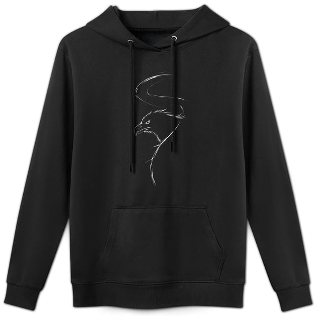 Sudadera con capucha de diseño minimalista con dibujo de águila, 52% algodón y 48% poliéster, para hombre y mujer