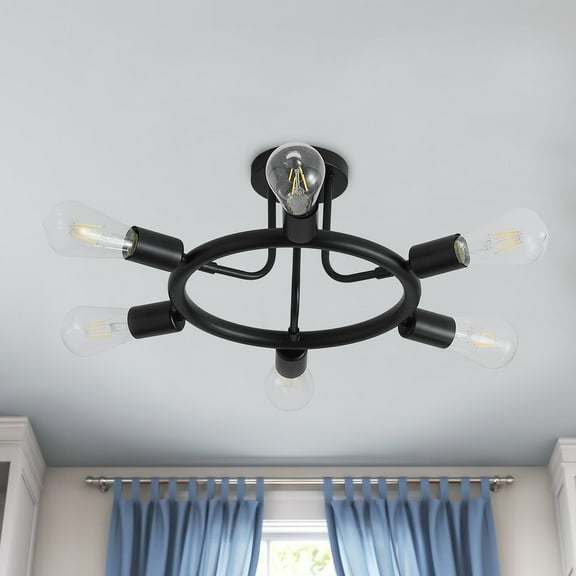 Aiwen 6 Lights Sputnik Semi Flush Ceiling Lamp Round Metal Chandelier