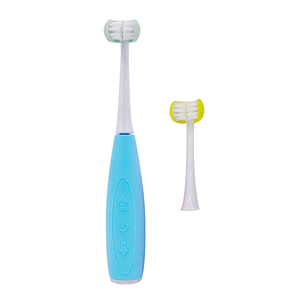 Kids Dental Oral Care Cute Electric Toothbrush Ultrasonic Waterproof 2 Heads 