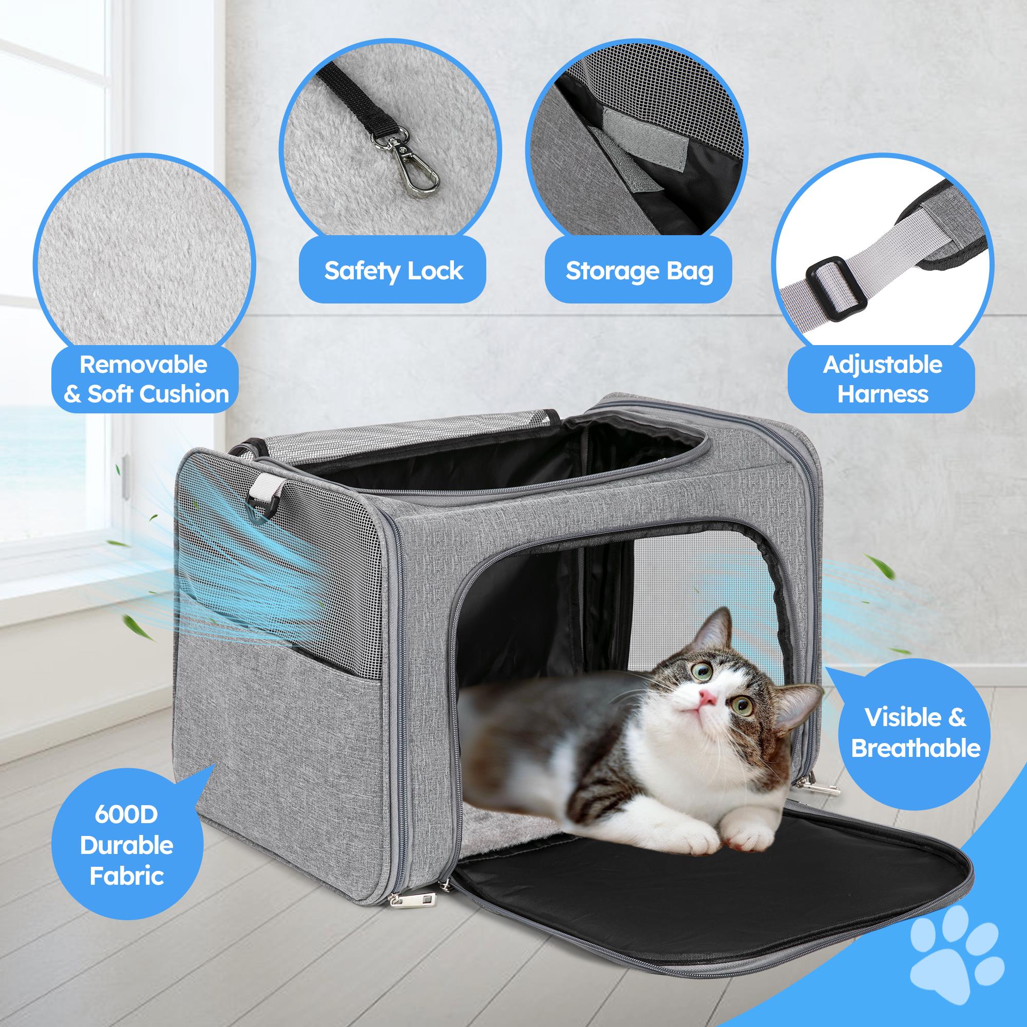 Monasem Portable Cat Carrier, Soft-Sided, Gray photo 6