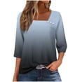 thumbnail image 3 of Jsaierl Tops for Women 3/4 Sleeve Plus Size Button Up Crew Neck Shirts Dressy Gradient Petite Blouses Workout Dressy Tunic Top S-3XL, 3 of 6