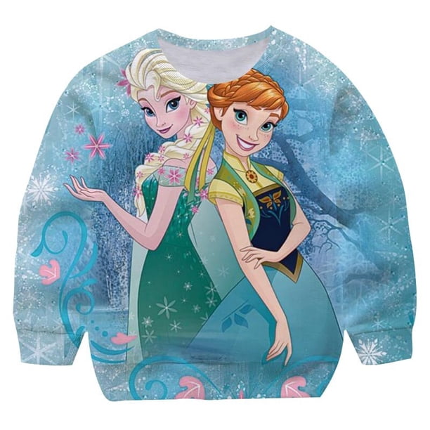 Sudaderas de Disney Frozen 2 Elsa para niñas, abrigo de algodón Anna, jerséis de manga larga, Tops para bebés, ropa de primavera y otoño para niños, 11T Gao Jinjia LED