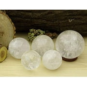 Reikiera Crystal Stone Ball Natural Gemstone Sphere Reiki Crystal Healing With Ring Stand- Choose Size