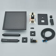Ceiling Shower System LED Rainfall Shower Faucet Set Bathroom 16 Inch Shower Head Valve Set Rain Overhead Shower Set Matte Black Shower Fixtures System