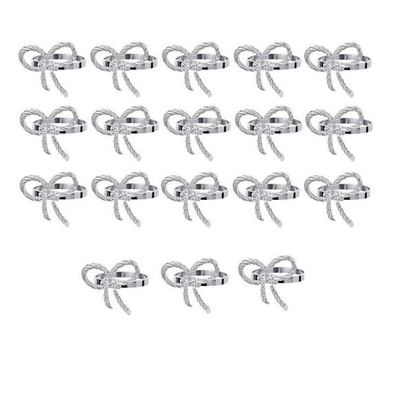 18Pc Napkin Rings Metal Hollow Out Flower Napkin Holder Dinning Table Napkin Ring for Parties Wedding Table Decor,Silver,18 * Napkin Rings,Silver