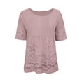 thumbnail image 2 of GZWYHT Boho Floral Tops，Plus Size Women's Summer Graphic T-Shirts Printed T Shirts Shirts Loose Pleated Cute Casual 3/4 Sleeve Tunic Top Cute Loose Fit Tunics Pink XL, 2 of 9