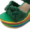 thumbnail image 6 of SACFOF Wedge Sandals for Women Colorful Double Woven Band Espadrilles Platform High Heel Sandals Ankle Strap Slingback Summer Shoes, 6 of 6