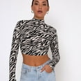 thumbnail image 2 of Women's Open Back Zebra Print Tie Long Sleeve Top, 2 of 9