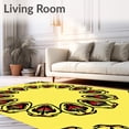 thumbnail image 2 of ODIKA 5'x7' Machine Washable Non-Slip Area Rug, Festive Holly Berry Wreath Surrounded By Elegant Striped Rings High Traffic Rug with Pad, Yellow, 618119, 2 of 8