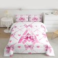 thumbnail image 2 of Homewish Initial A Letter Queen Comforter Set for Girls, Pink Watercolor Bowknot Bedding Sets, Cartoon Love Heart Reversible Bedding Comforter Set, Ultra Soft Bedroom Decor, 3-Piece, 2 of 8
