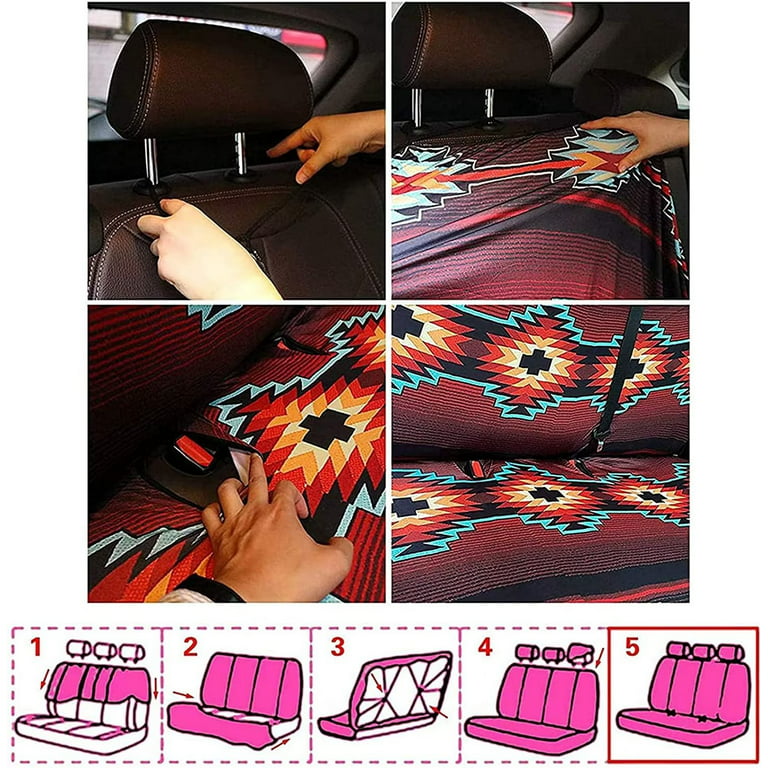 Pzuqiu Camo Seat Covers for Truck Full Set 11 Pcs Deer Car Accessories for Women Steering Wheel Cover American Flag Keychain Girly Seat Covers for