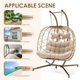NICESOUL Indoor & Patio Rattan Double Swing Egg Chair with Stand for