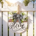 thumbnail image 4 of Wooden Welcome Wreath Round Bow Door Sign 12in – Multicolor Front Door Hanging Decor, Indoor Outdoor Wall Decoration, Rustic Home Party Ornament, 4 of 6