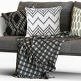thumbnail image 2 of LR Home Ox Bay Hand-Woven White/Black Chevron Cotton Blend Pillow Cover, 2 of 8