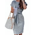 thumbnail image 3 of UVN Summer Dresses for Women Striped T Shirt Dress Casual Midi Dress Short Sleeve Sundress with Pockets, 3 of 8
