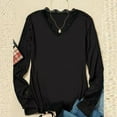 thumbnail image 4 of LEAVINGSUO Fall Winter V Neck Long Tops for Women, Womens Tops Women Sexy Slim Lace Stiching Casual Printing Long Sleeve V-Neck Shirts Blouses Tops, 4 of 4