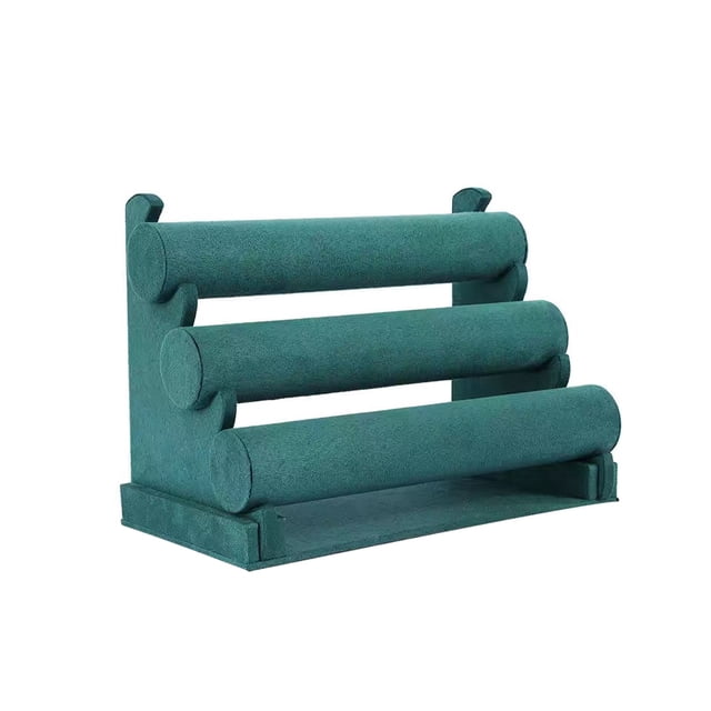 Seitruly Soporte de exhibición de terciopelo multicapa, ligero, duro, liso, estante de almacenamiento, estable, resistente, soporte de tres varillas, Bolsas de maquillaje Verde Seitruly CE015135-03