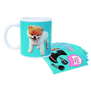 Boo the Pomeranian - World's Cutest Dog Dress - Up Coffee Mug with 15 Reusable Stickers