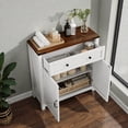 thumbnail image 3 of Tcbosik Sideboard Buffet Cabinet, Credenza with Storage Drawer, Adjustable Shelf and 2 Barn Doors, Farmhouse Coffee Bar Cabinet, Cupboard for Kitchen, Dining Room, Living Room, Easy Assembly, White, 3 of 7