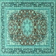 thumbnail image 1 of Ahgly Company Indoor Square Medallion Turquoise Blue Traditional Area Rugs, 3' Square, 1 of 4