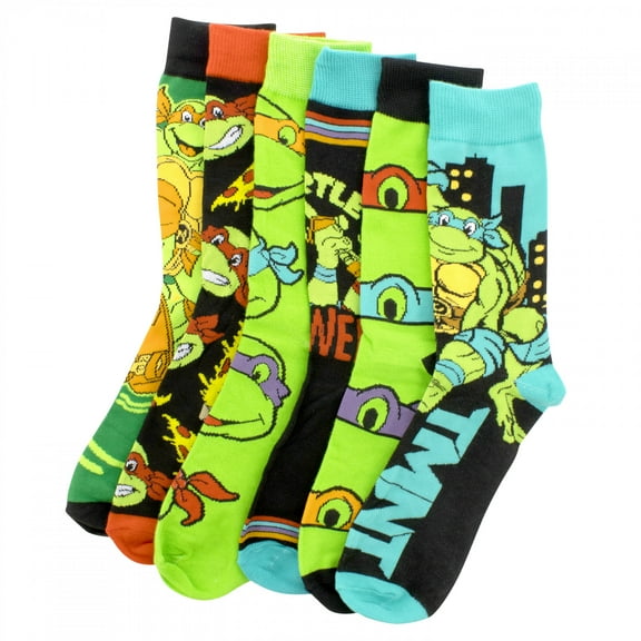 Teenage Mutant Ninja Turtles Pizza and Skateboards 6-Pack Crew Socks
