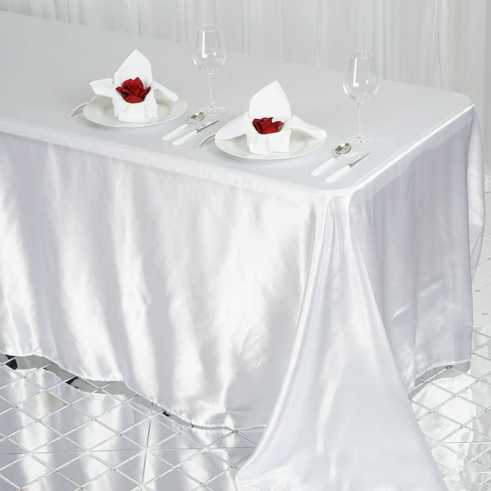 Efavormart 90x132" Rectangle WHITE Wholesale SATIN Tablecloth Banquet