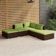 thumbnail image 1 of vidaXL 5 Piece Garden Lounge Set with Cushions Poly Rattan Brown, 1 of 5