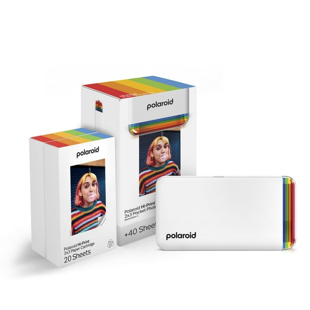 Polaroid Hi-Print + Paquete de Papel, Impresora Sub de 2ª generación conectada con Bluetooth de 2 x 3 Bolsillo para Foto, Impresora Blanca + 40 Fotos (6438)
